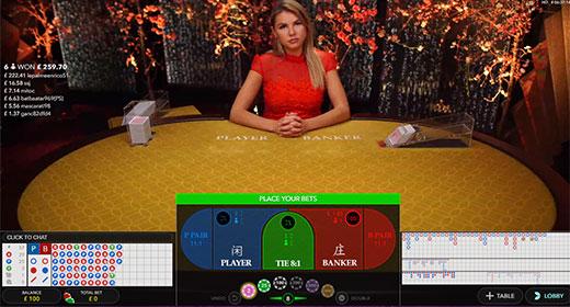 Play Baccarat live at 888Casino